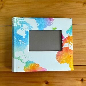Watercolor world map photo album